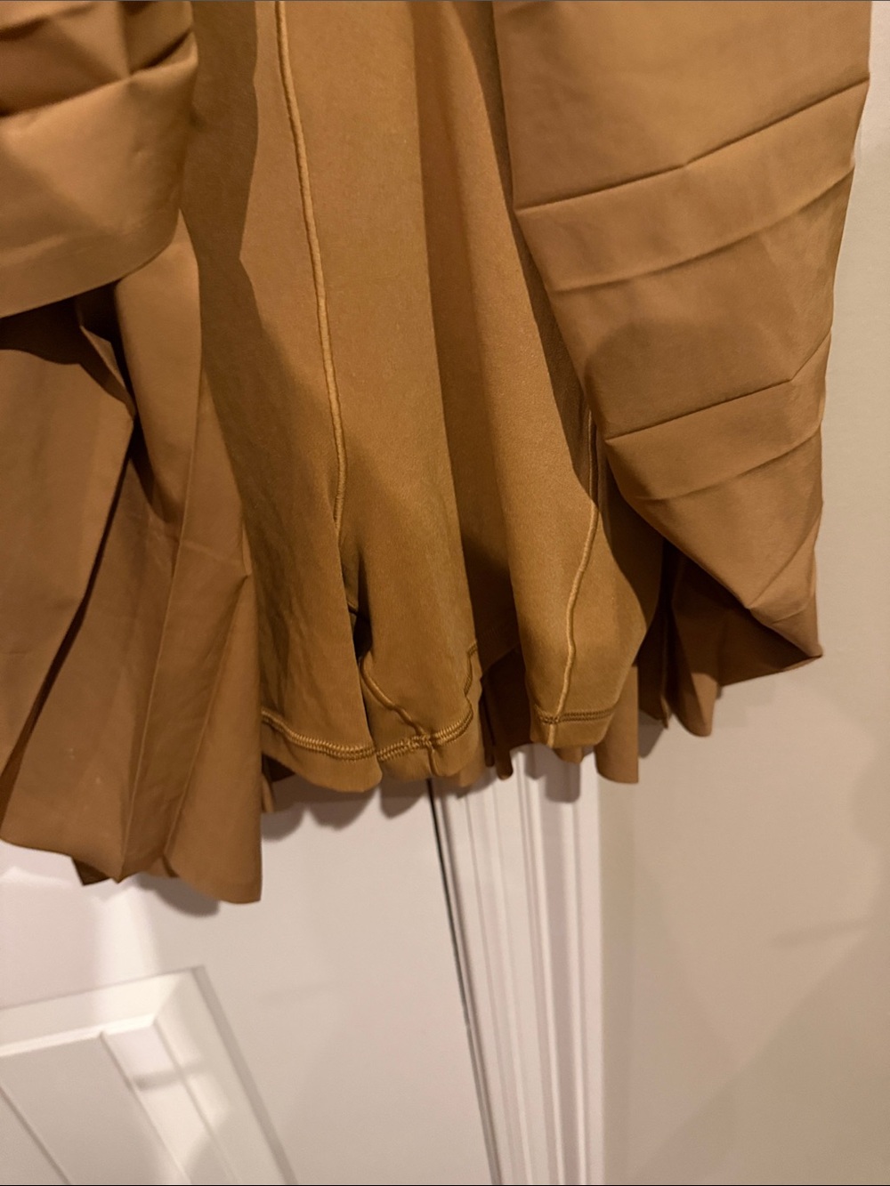 Pleated Tank Dress  Skort in Camel Brown with built in shorts - Picture 7 of 8
